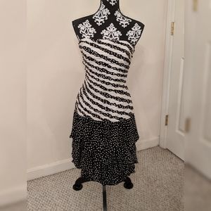 Vintage silk A.J. Bari polka dot strapless dress